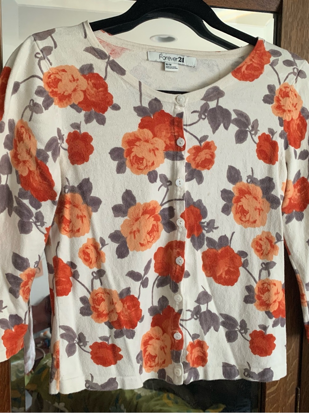 Forever 21 Cream Knit Top with Label Detail